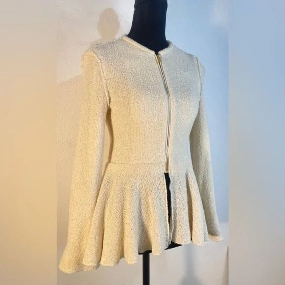 Boucle Peplum Winter White Cardigan Blazer St J0hn Valentin0 Yves St Laurent